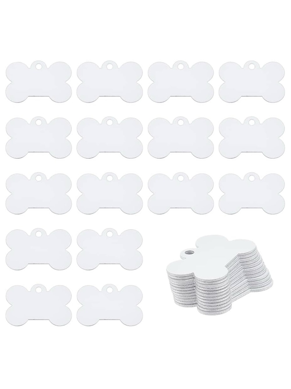 Bone-Shaped Blank Dog ID Tags - Pack of 30
